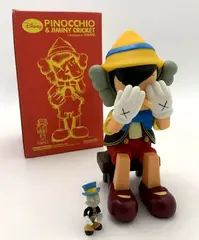 Pinocchio & Jimmy Cricket Figures by Kaws, Original Fake - open edition published by Medicom Toy, offered Mar 2021