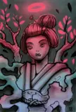 Ninjaz, Red Geisha, 2020, Signature lower right.