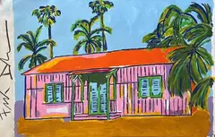 Pink House by Frank Denota, 2019, Oil on paper, offered Mar 2021