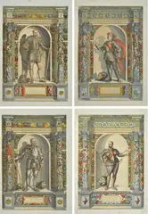 Dominicus Custos, Armamentarium heroicum, Quattro incisioni tratte da disegni di Giovanni Battista Fontana.