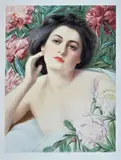 Alfred M. Turner, Ritratto di donna con fiori, stampato da Manzi Joyant & Co.