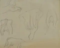 Cattle (various studies) by Fortunato Depero, 1943, Single Archive Certificate for the catalog of the Futurist works of Fortunato Depero, offered Feb 2021