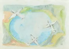 Alfredo Ambrosi, Aeropainting, 1930, Sign at the bottom to the left.
