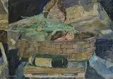 Still life with basket by Enzo Faraoni, 1969, Sign at the bottom to the left. On the reverse: signature and date. & Nbsp;, offered Feb 2021