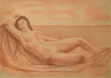 Ubaldo Oppi, Nude lying by the sea