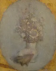 Flowerpot with shell by Norma Mascellani, (defects and breaks), offered Feb 2021