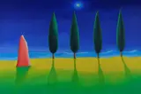 Paolo Scheggi., Four cypresses in a row, 1999, On the reverse: signature