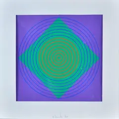 Visual structure - color influence by Edoardo Landi, 1960, Signature bottom center on the passepartout. On the reverse: signature, offered Feb 2021