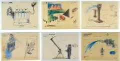 Projects by Fabrizio Plessi, 1970, Six plates signed, offered Feb 2021