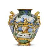 Orazio Fontana, A Spouted Pharmacy Jar, Workshop Of Orazio Fontana, Circa 1565-1570, A SPOUTED PHARMACY JAR