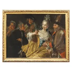 Carlo Amalfi, The Courting, oil on canvas