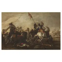 Battle Scenes by Giovanni Antonio Guardi, oil on canvas, offered Oct 2023