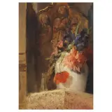 Luigi Scrosati, Votive Shrine With Flower Pot, oil on canvas