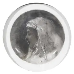 Roberto Fontana, Testa Di Donna Velata, oil on piatto in ceramica