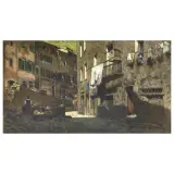 Telemaco Signorini, Popular District Of Riomaggiore, oil on panel