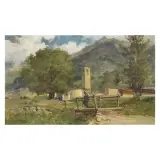 Giuseppe Gheduzzi, On The Little Bridge, oil on panel