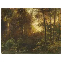 Antonio Fontanesi, Forest, oil on cardboard