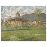 Galileo Chini, View Of Camaiore (Spring), oil on panel