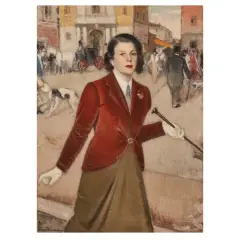 Lino Baccarini, Lady In A Red Blazer, oil on canvas