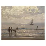 Giovanni Lomi, Viareggio Seascape, oil on panel