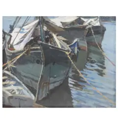 Mario Puccini, Boats, oil on panel