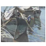 Mario Puccini, Boats, oil on panel
