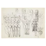 Gio Ponti, Human figures, pencil on paper