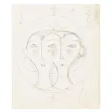 Gio Ponti, Couple of faces, pencil on tissue paper