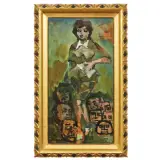Mino Maccari, Portrait 1958, mixed media on board