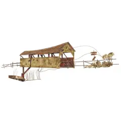 Untitled by Curtis Jeré, Modern wall sculpture of covered bridge, offered Sep 2023