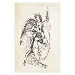 Untitled by Gio Ponti, Angels n.3 black marker on tissue paper, offered Sep 2023