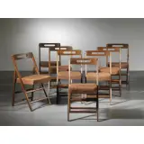 Lio Carminati, Eight Folding Chairs, WOODEN FRAME