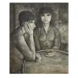 Ubaldo Oppi, Two women at the bar 1914
