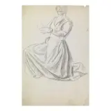 Ubaldo Oppi, Kneeling figure, pencil on Masco paper
