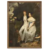 Jean-Hilaire Belloc, Young Couple, oil on canvas