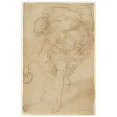 Ebe by Ercole Setti, black chalk, offered May 2023