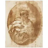 Anton Maria Piola, An Abbot Saint, black chalk