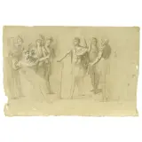 Vincenzo Ferreri, Muzio Scevola And Porsenna, black and white chalk
