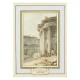 Victor-Jean Nicolle, Temples At The Roman Foro, pen and ink