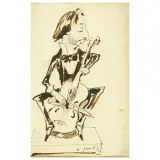 Eugène Pierre François Giraud, Viola Player, pencil