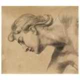 Vincenzo Gemito, Female Head Looking Down, pencil on paper