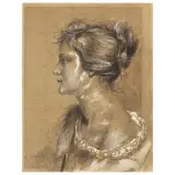 Vincenzo Gemito, Female Head In Profile, pencil