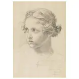 Vincenzo Gemito, Potrait Of Little Girl, pencil on paper