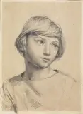 Vincenzo Gemito, Portrait Of A Little Girl, pencil on paper