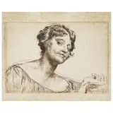 Vincenzo Gemito, Portrait Of A Woman, ink on paper