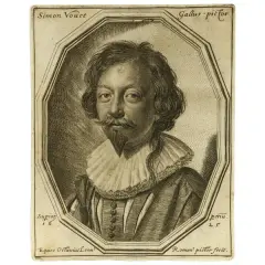 Ottavio Leoni, Portrait Of Simon Vouet, engraving and etching