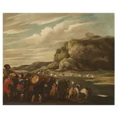 Aniello Falcone, A Landscape With Figures, oil on canvas
