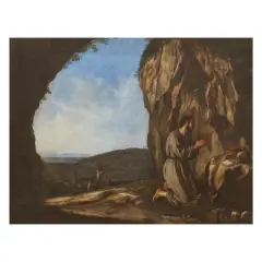 Aniello Falcone, Hermit In A Grotto, oil on canvas