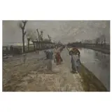 Emilio Gola, The Naviglio With Laundresses