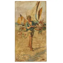 Little Fisherman by Niccolò Cannicci, oil on canvas, offered May 2023